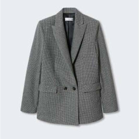 Mango Jackets & Blazers - Mango Wool-Blend Gray Checkered Anna Blazer
